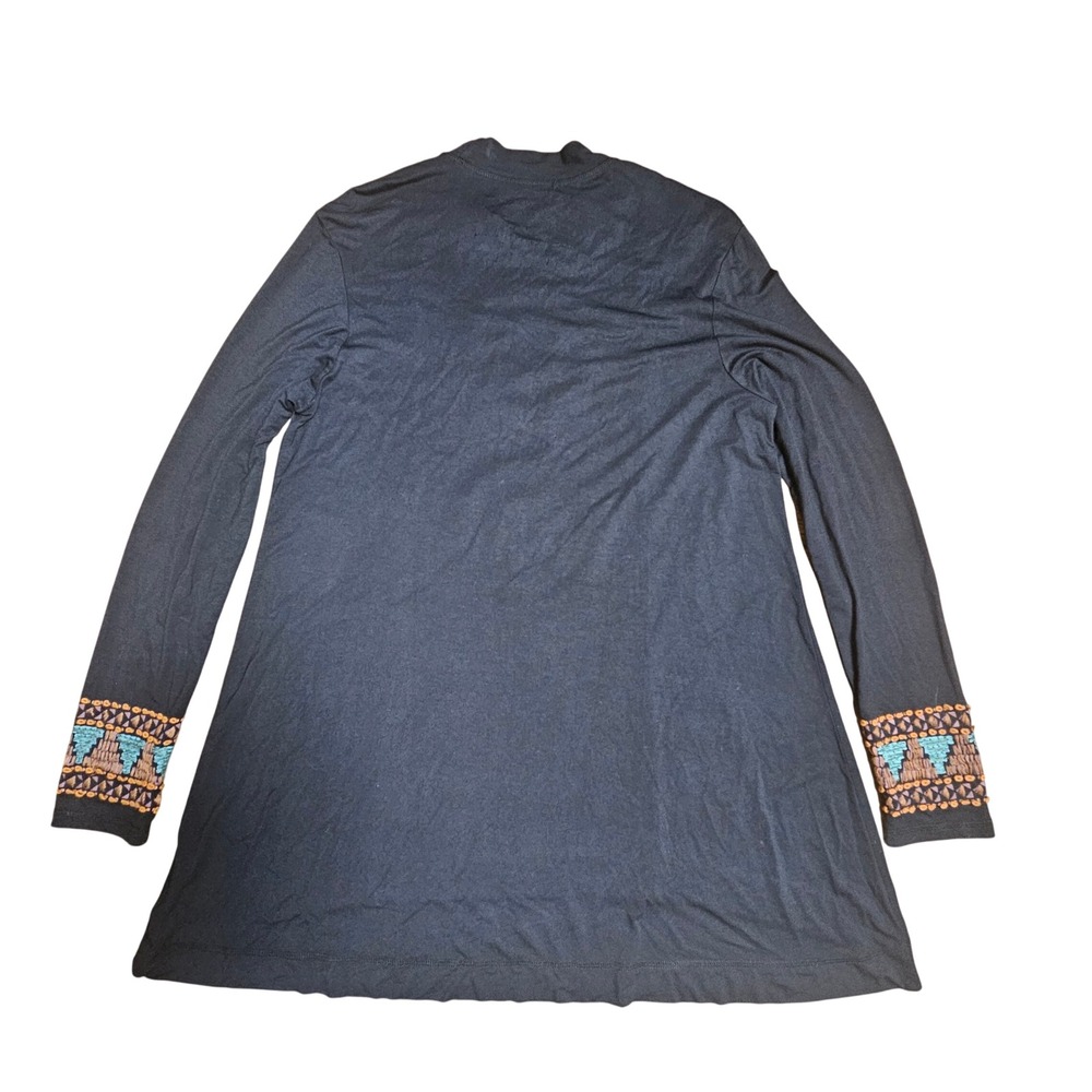 Double D Ranch Black Mandala Embroidered Tunic Top Rayon Womens M Boho Festival - Picture 2 of 6